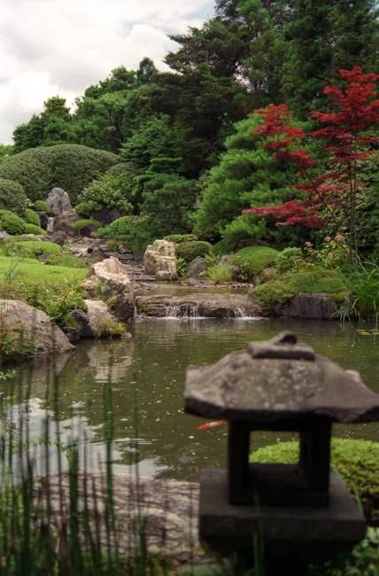 Dragekongens vandfald i en af tempel haverne ved Myoshinji templet